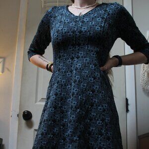 Blue & black patterned dress